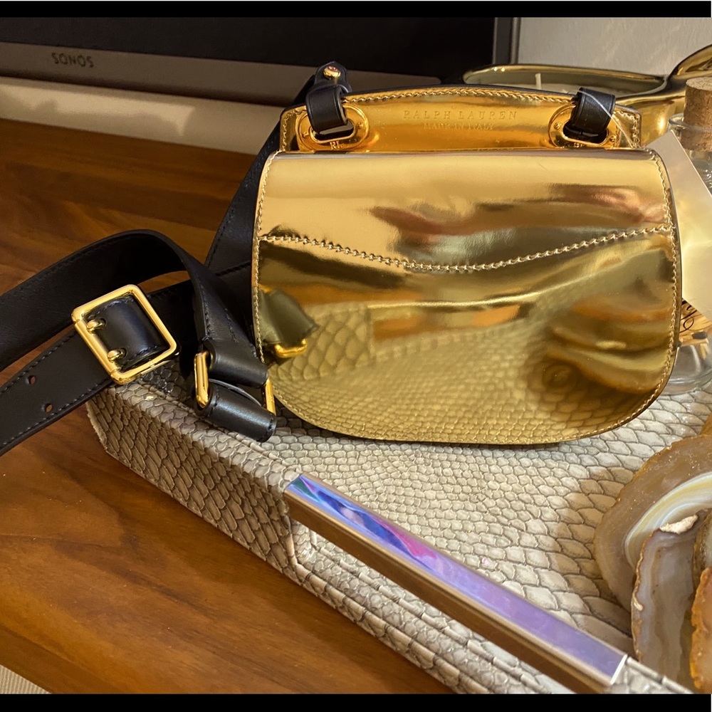 Ralph Lauren Collection Gold Mirror Cross Body Bag